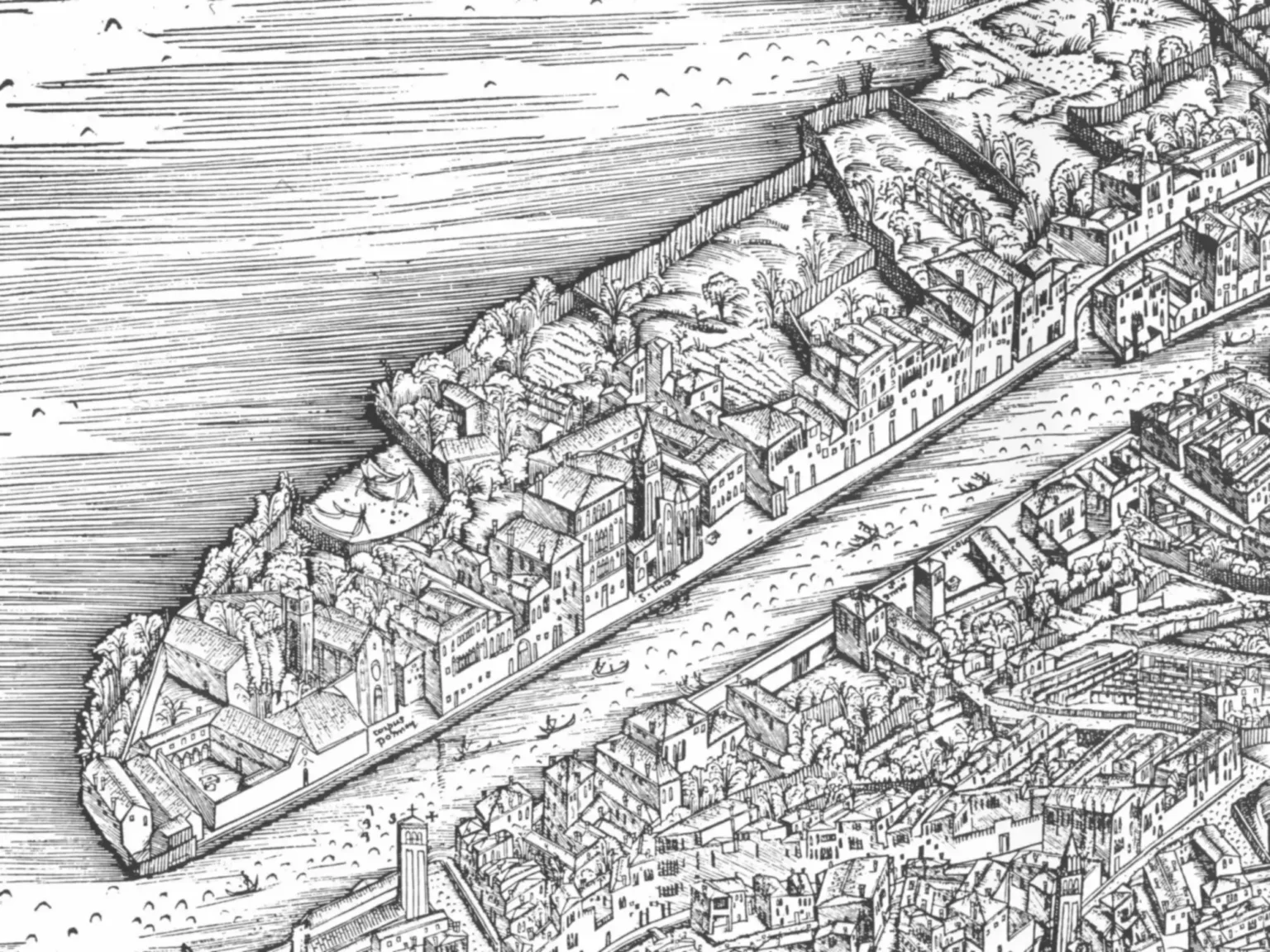 Detail of engraving from 1500, showing the area of the modern-day station